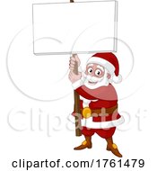 Poster, Art Print Of Santa Claus Holding A Sign Christmas Cartoon