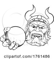 Poster, Art Print Of Viking Cricket Ball Sports Mascot Cartoon