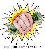 Poster, Art Print Of Money Cash Fist Hand Comic Pop Art Cartoon