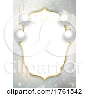 Poster, Art Print Of Christmas Menu With Silver Hanging Baubles