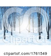 3d Christmas Snowy Forest Landscape