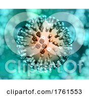 Poster, Art Print Of 3d Medical Background With A Close Up Of A Flu Virus Cell