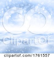 3D Snowy Landscape With Falling Snow