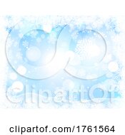 Poster, Art Print Of Christmas Background With A Snowflake Border And Winter Scene