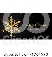 Poster, Art Print Of Christmas Banner With Glittery Snowflake Design
