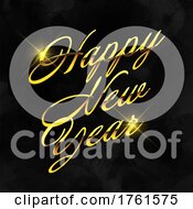 Poster, Art Print Of Happy New Year Background With Metallic Gold Lettering