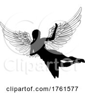Angel Woman With Wings Silhouette by AtStockIllustration
