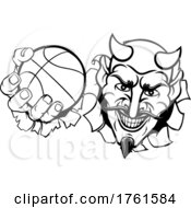 Poster, Art Print Of Devil Satan Basketball Sports Mascot Cartoon