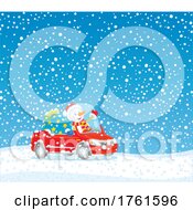Poster, Art Print Of Snowman Driving A Convertible Car