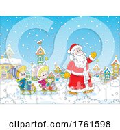 Poster, Art Print Of Santa Pulling Kids On Sleds