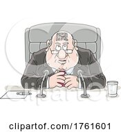 Poster, Art Print Of Qr Coded Politician Sitting At His Desk And Making A Statement