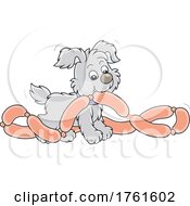 Poster, Art Print Of Puppy With Sausage Links