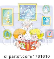 Poster, Art Print Of Santa Reading To Children