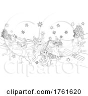 Poster, Art Print Of Santa Reindeer Sled Coloring 2021