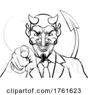 Poster, Art Print Of Devil Evil Businessman In Suit Pointing