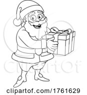 Santa Claus Holding Gift Present Christmas Cartoon