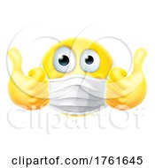 Poster, Art Print Of Thumbs Up Emoticon Emoji Ppe Mask Face Icon