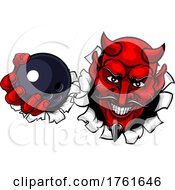 Poster, Art Print Of Devil Ten Pin Bowling Ball Sports Mascot Cartoon