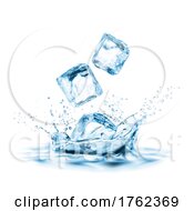 Poster, Art Print Of Ice Cube And Water Splash