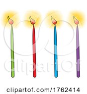 Cartoon Lit Burning Colorful Candles
