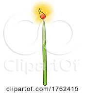Cartoon Lit Burning Green Candle by Johnny Sajem