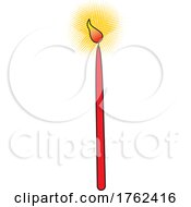 Poster, Art Print Of Cartoon Lit Burning Red Candle