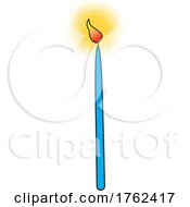 Poster, Art Print Of Cartoon Lit Burning Blue Candle