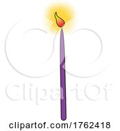 Poster, Art Print Of Cartoon Lit Burning Purple Candle