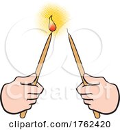 Cartoon White Hands Taking Light From A Candle