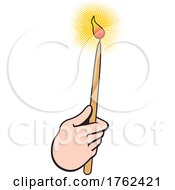 Poster, Art Print Of Cartoon White Womans Hand Holding A Candle