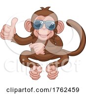 Poster, Art Print Of Monkey Sunglasses Cartoon Thumbs Up Pointing