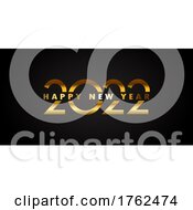Poster, Art Print Of Happy New Year Banner With Gold Lettering Design