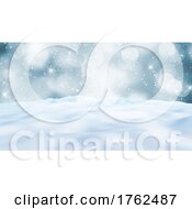 3D Christmas Background With Snowy Landscape
