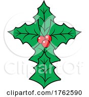 Christmas Holly And Berries Cross by Johnny Sajem