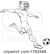 Poster, Art Print Of Bear Soccer Football Player Animal Sports Mascot