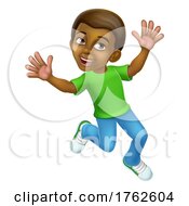 Poster, Art Print Of Happy Jumping Boy Kid Child Cartoon Character