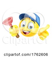 Poster, Art Print Of Plumber Plunger Handyman Emoticon Emoji Icon