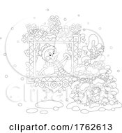 Poster, Art Print Of Black And White Snowman In A Window