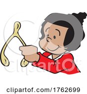 Cartoon Girl Holding A Wish Bone