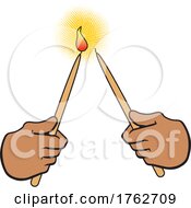 Poster, Art Print Of Cartoon Black Hands Holding And Lighting Candles