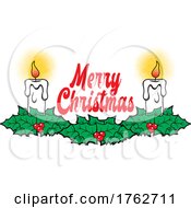 Poster, Art Print Of Lit Candles With Holly And Merry Christmas Text