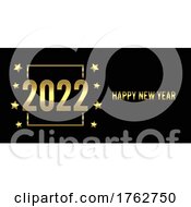Poster, Art Print Of Happy New Year Banner With Gold Lettering