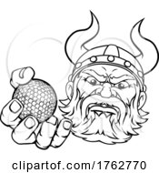 Poster, Art Print Of Viking Golf Ball Sports Mascot Cartoon