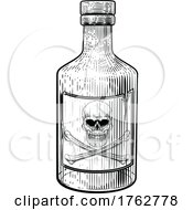 Poster, Art Print Of Skull Crossbone Poison Sign Bottle Vintage Woodcut