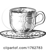 Poster, Art Print Of Coffee Tea Cup Hot Drink Mug Vintage Retro Woodcut