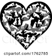 Poster, Art Print Of Dobermann Dog Heart Silhouette Concept