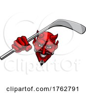 Poster, Art Print Of Devil Satan Ice Hockey Sports Mascot Cartoon