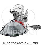 Rhino Chef Mascot Sign Cartoon Character