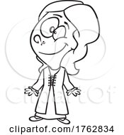 Poster, Art Print Of Black And White Cartoon Girl From Ireland