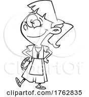 Poster, Art Print Of Black And White Cartoon Girl From Italy